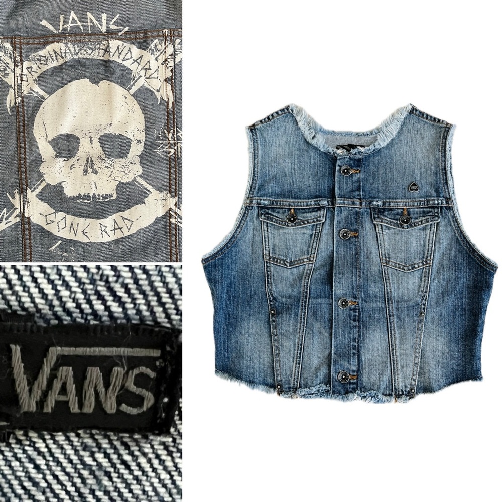 Vans Blue and Gray Vest with Skull Graphic